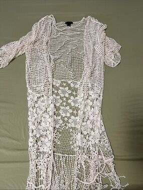 House of Harlow 1960 Crochet Open-Knit Cardigan - Cream